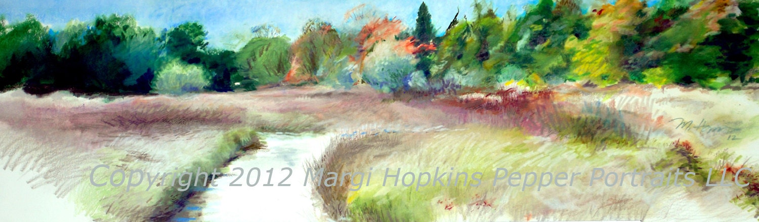 Shor Park in Autumn, Original Framed Landscape By Margi Hopkins of Pepper Portraits LLC
