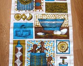 Ginger. Lovely retro kitchen towel, linen, baking, bakers, foodie. Gingerbread men, excellent condition.