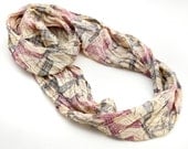 Womens  Infinity Scarf Silk Tocamade Scarves  Trendy... Beautiful scarf ...soft Upcycled sari silk