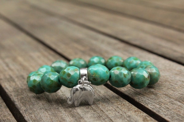 For Good Luck... Sterling Silver & Turquoise GOOD LUCK ELEPHANT Charm Bracelet  - the Lucky Elephant Original