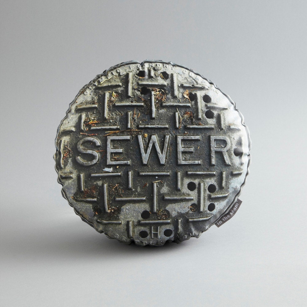 Seattle Sewer Cover Canvas Printed Pillow