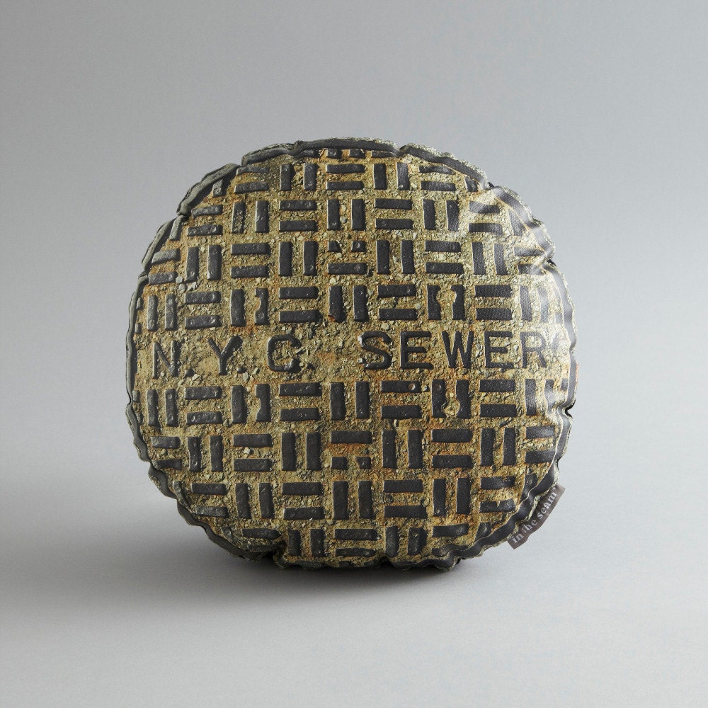 NYC Sewer Printed Pillow SMALL