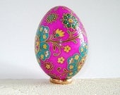 Floral pattern on hot pink. Duck egg. Easter eggs.