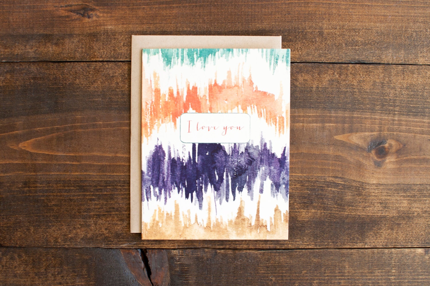 Bold and bohemian hand painted I love you card