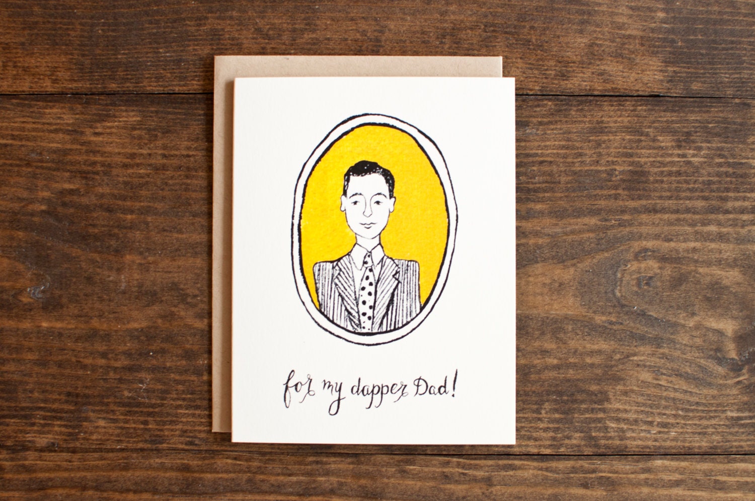 Father's day card for the dapper dad, dad with style and class blank card handsome dad illustrated hand lettering