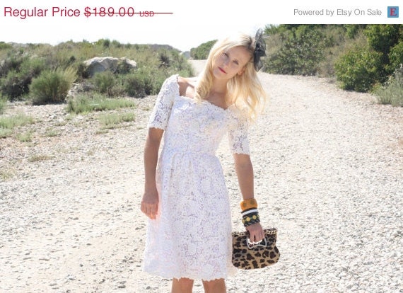 20% Off MEMORIAL DAY SALE Vtg 1950s 50s White Lace Party Prom Wedding Dress w/ Sparkle Detailing Xs