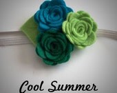 The Jane Headband in Cool Summer- Felt Flower Headband for Newborn through Adult