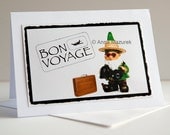 Bon Voyage Traveling Gnome - humor photo greeting card - happy graduation (set of 2)