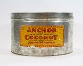 Vintage Coconut Tin-Large / Vintage Advertising Tin / Vintage Food Tin