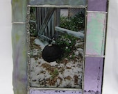 Stained Glass Vertical Picture Frame For 4x6 Photo, Blue Gray, Lilac Purple, Lime Green, OOAK, Home Decor, Graduation Gift