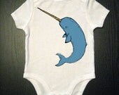 Narwhal - Baby One Piece Bodysuit - Ocean Life - One of a series of bodysuits by Vicarious - Children's Baby, Toddler and Kid's Clothing