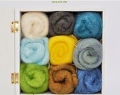 ON SALE Wool Pack 4.5oz (125-130 grams ), wool for felting, wool roving / carded batt, 9 spring colors, SHIPPING Worldwide
