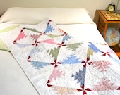 Patchwork Quilt Pastel Double Bed Quilt Vintage Inspired 72"x79"