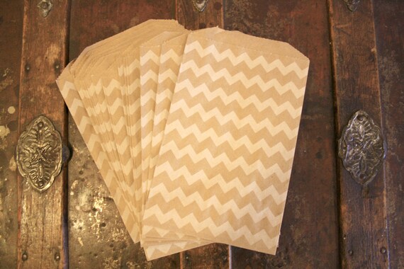 kraft chevron favor bags ... 50 paper treat bags ... choose your color Il_570xn