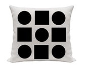 Abstract Circles and Squares Pillow Cover, Screen Printed, Customize Pillows, Throw Pillows, Accent Pillows, Pil