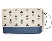 Hand screen printed cotton Clutch