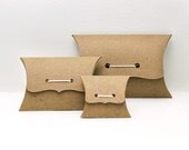 Pillow Box Sampler Set - Ribbon Tie Gift Boxes, Medium, Small, Mini variety pack - 2 of each size - recycled Kraft eco packaging
