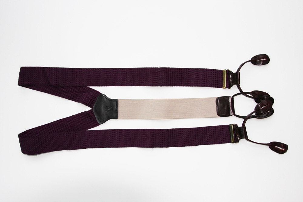 Eggplant Button Tab Suspenders