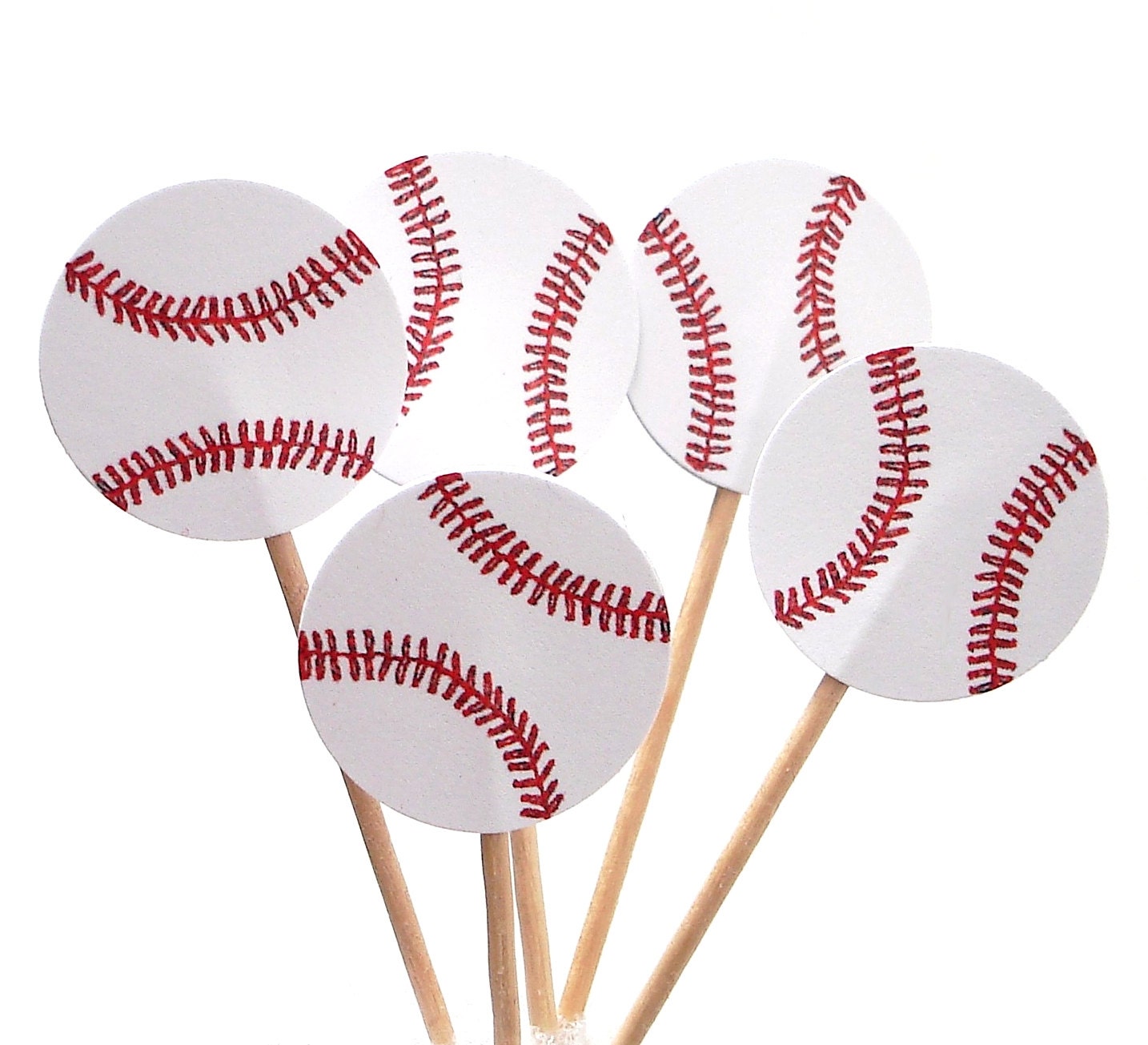 24 Baseball Party Picks, Cupcake Toppers, Food Picks, Sandwich Picks, Toothpicks - No967