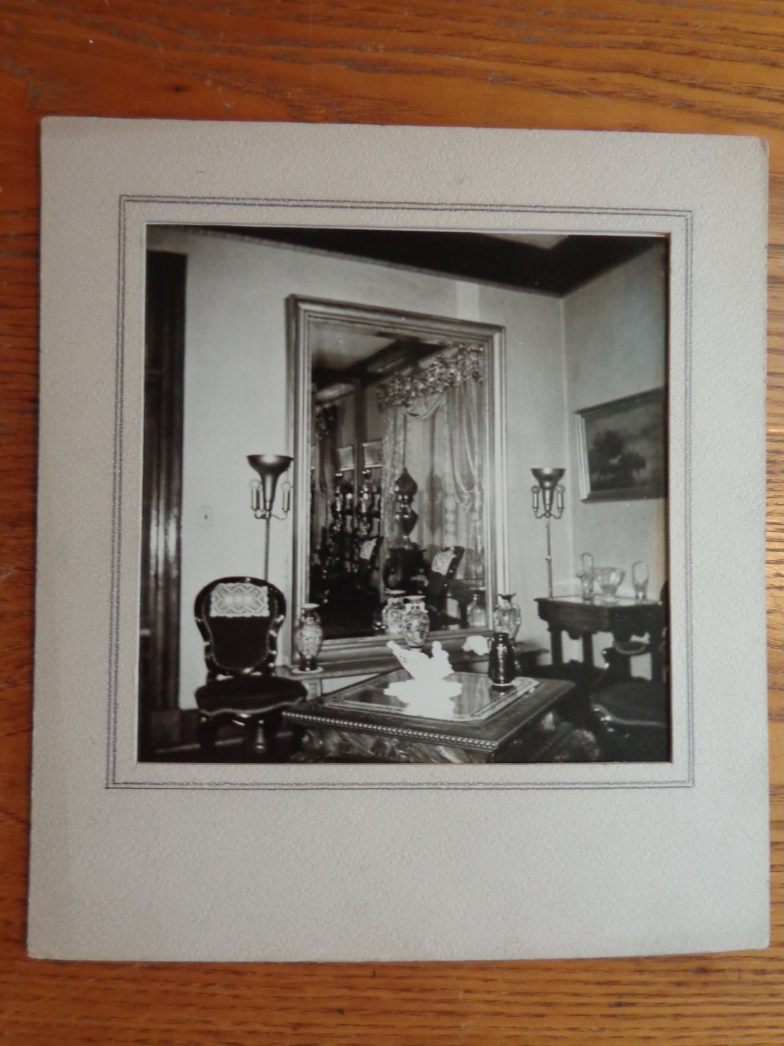 XL Original Victorian old house interior photograph, parlor view, furniture, wonderful details, in thick matte, MORE for grouping