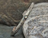 Sterling Silver Cuff Bracelet, Medium, Labradorite Gemstone, Leaf Pattern, Woodland Magic