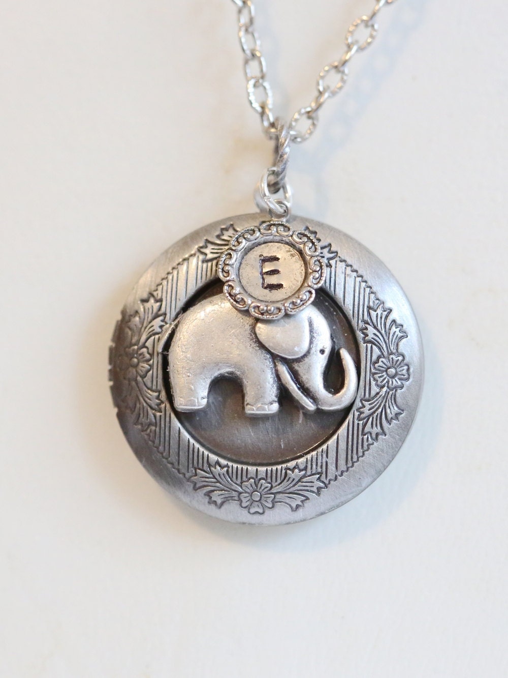 Best of Friends, Baby Elephant Locket Necklace, Persoanlize,Monogram,Wedding, ,Wedding,Bridal Jewelry,Bridesmaids Gift