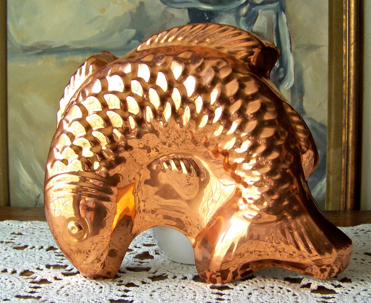 Vintage Kitchen Mold Solid Copper Jumping Fish