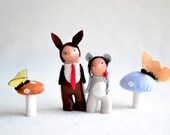 custom wedding cake topper - animal cake topper - character portrait