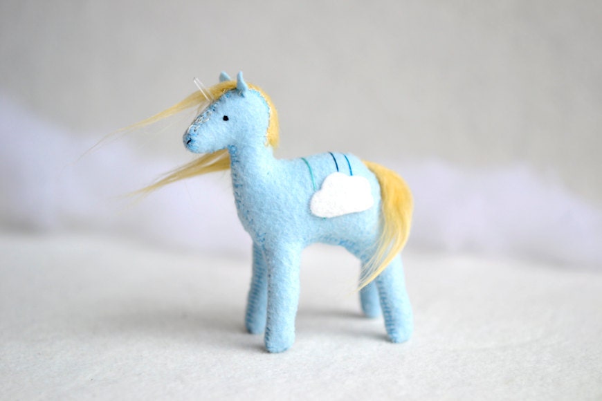blue cloud crystal unicorn  -  unicorn soft sculpture