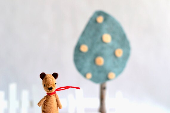 honey bear - wool felt miniature bear by royalmint