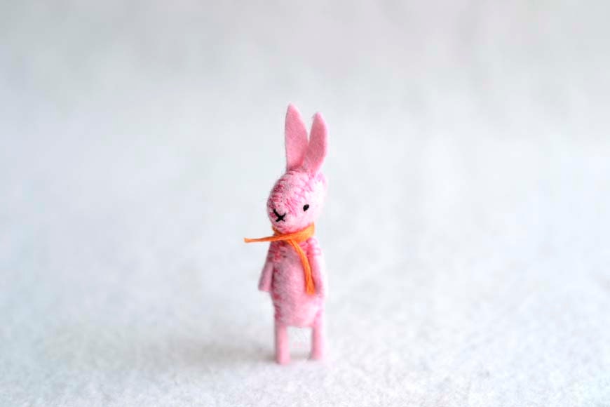 pink miniature felt bunny