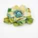 Dyed Felted Flower Pin Brooch - Green Yellow Blue