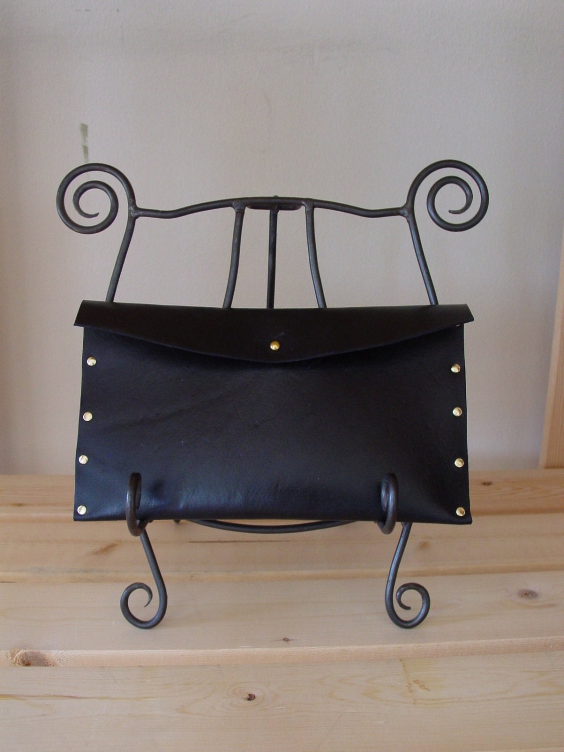 Creamy Black Handmand Leather Clutch