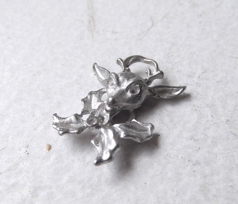 Tiny  Vintage Silver Deer Charm