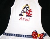 Personalized "SUMMERTIME FUN" Adorable Drop Waist Ruffle Dress For Toddler Girl