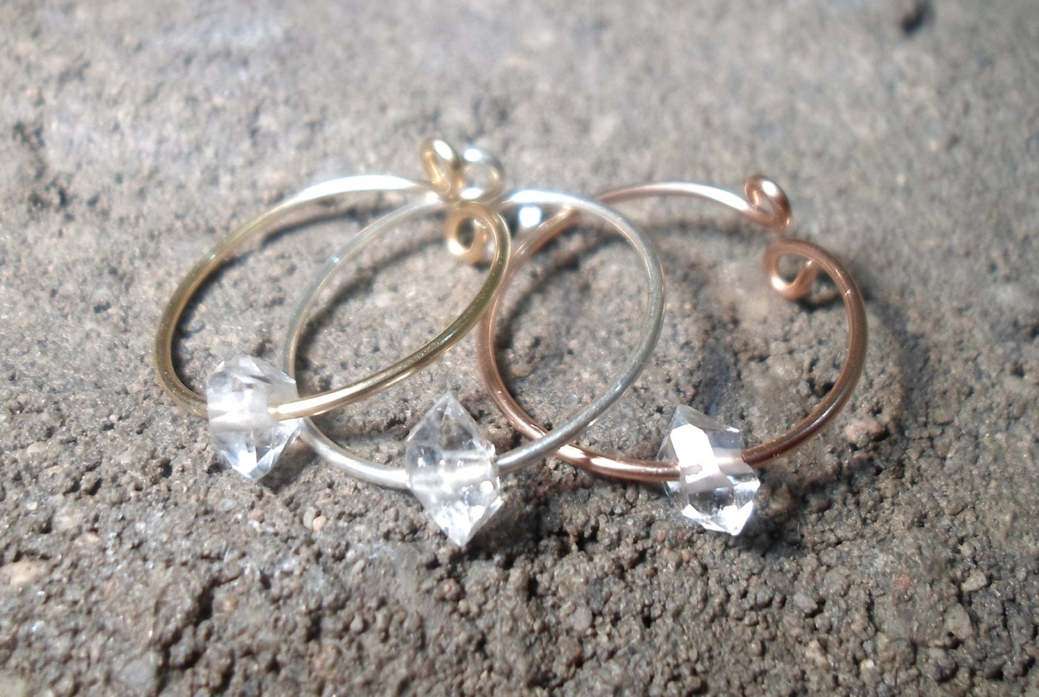 Herkimer Diamond Knuckle Ring -Layering Above the knuckle Stacking Ring