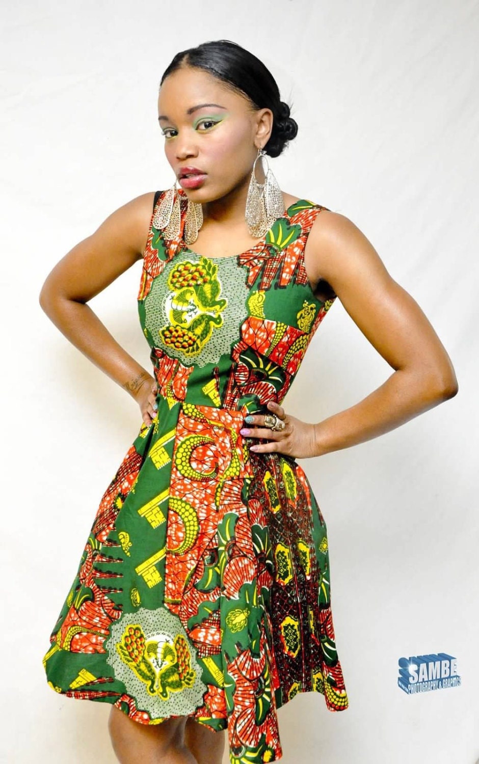 African Print Swing Dress, small - TabithaCreations