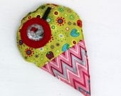 Ice Cream I Spy Bag Travel Toy, Eye Spy, Search and Find Quiet Toy, pink chevron stripe cone & green berry