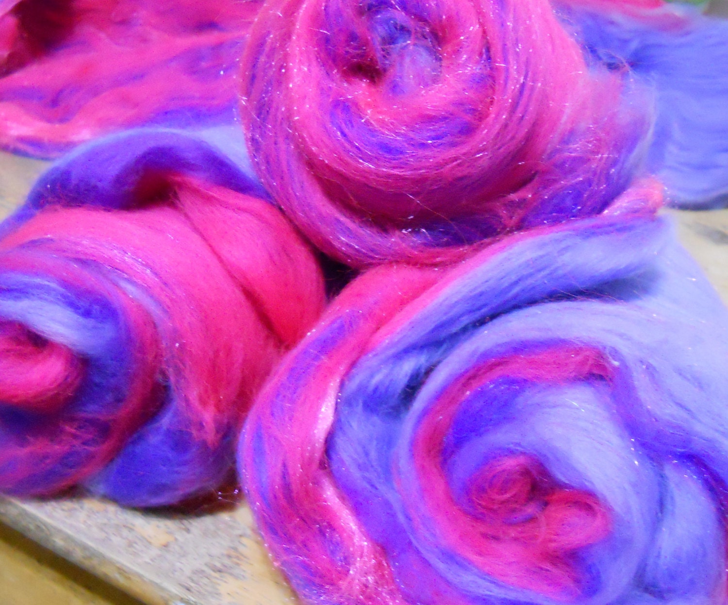 Purple and Pink Spinning Fiber Art Batts