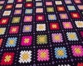 Children Blanket.......Granny Square Crochet Multi Color Blanket...Knitting Patchwork Afghan...