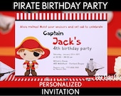 Pirate Birthday Party Invitation Personalized Printable // Pirate Boy Red - B6Pa2 Il_170x135