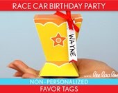 Race Car Birthday Party - Favor Tags & Bonus: Favor Box NonPersonalized Printable // Cute Race Car - B36Nk