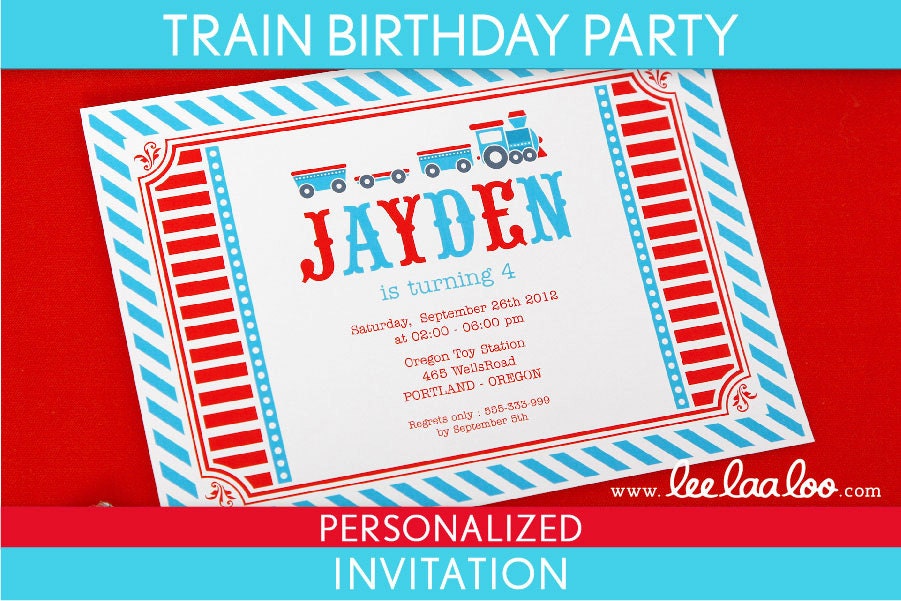 Train Birthday Party Invitation Personalized Printable // Vintage Train - B30Pa2 Il_570xn