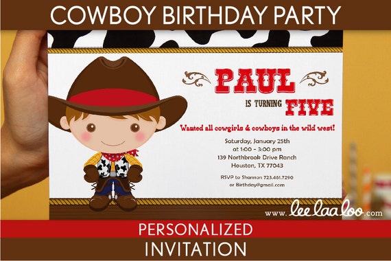 Cowboy Birthday Party Invitation Personalized Printable // Cowboy - B11Pa2 Il_570xn