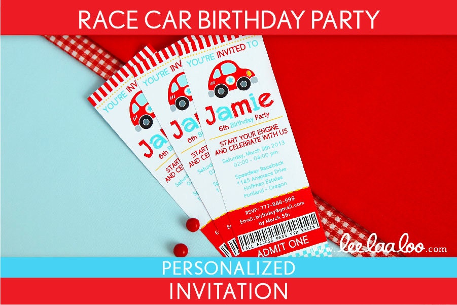 Race Car Birthday Party Invitation Personalized Printable // Cute Race Car - B36Pa3 Il_570xn