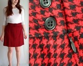 Red & Black Houndstooth Mini Skirt
