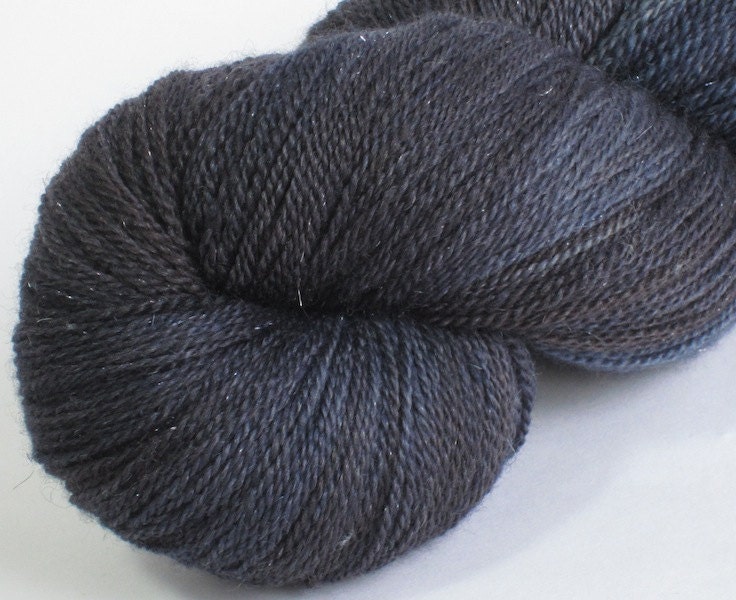 Glitterlace Nightbird swmerino/silk/stellina 75/20/5 hand-dyed lace weight yarn
