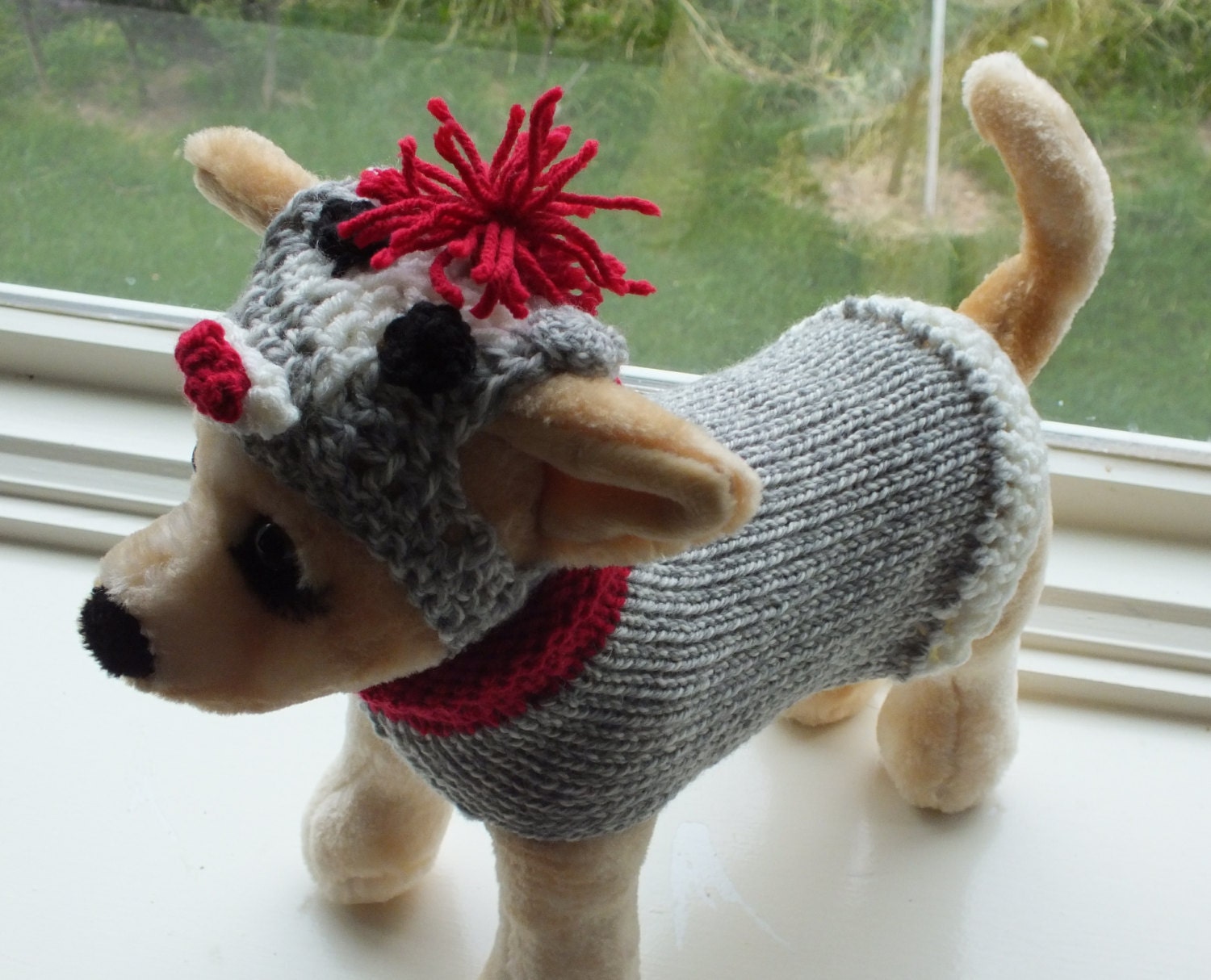 HALLOWEEN DOG COSTUME sweater Hand Knit Chihuahua Sock by jenya2
