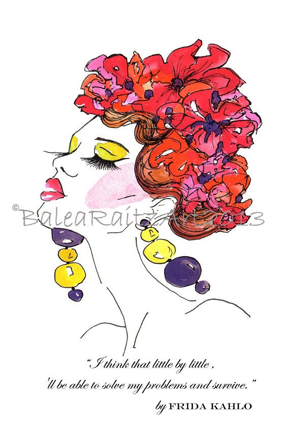 Fashion portrait print with Frida Kahlo quote