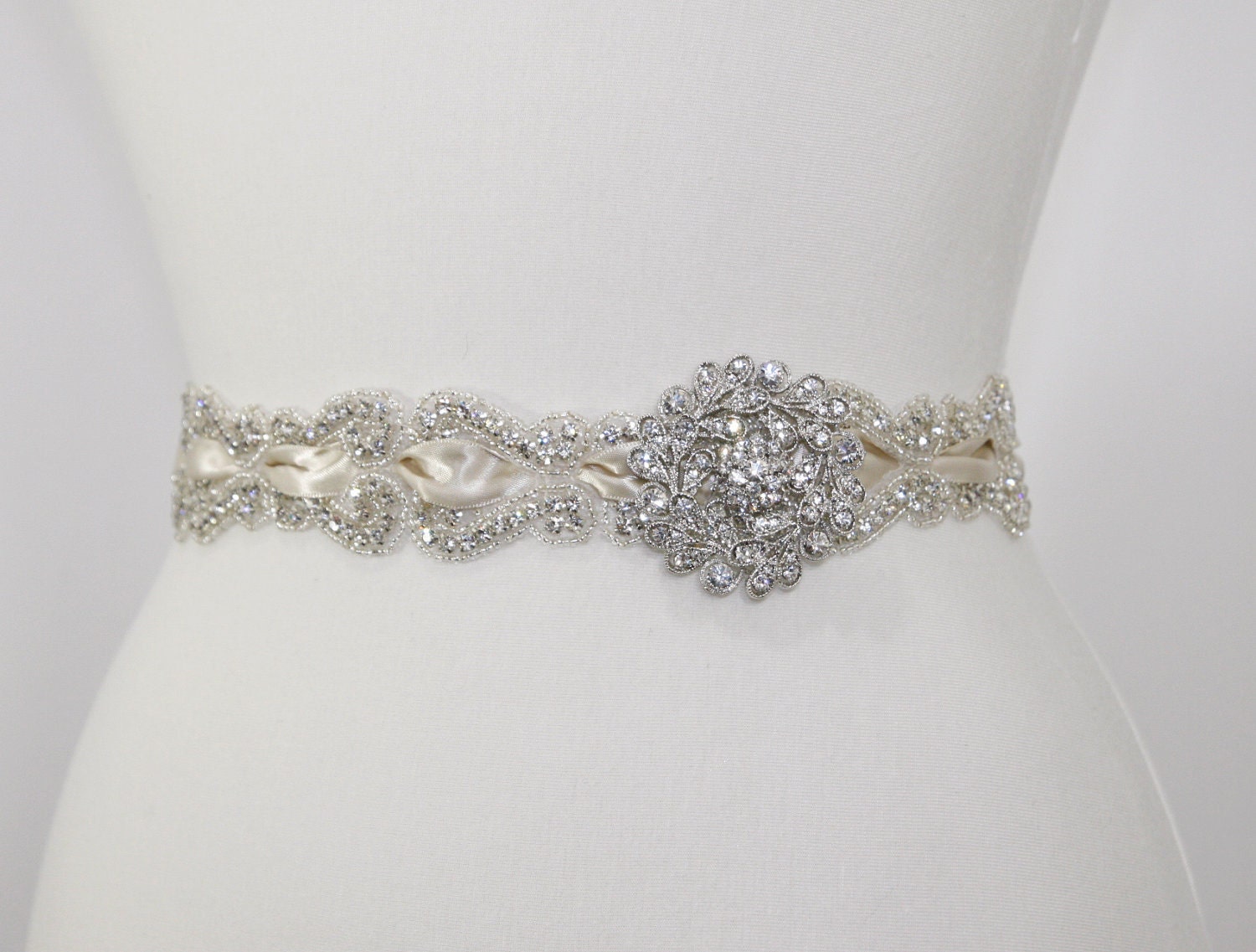 Vintage  L'Amour  bridal sash, wedding sash belt
